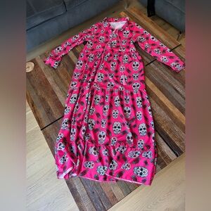 Candy Skull Hot Pink Prairie Cottage Style Maxi Dress.